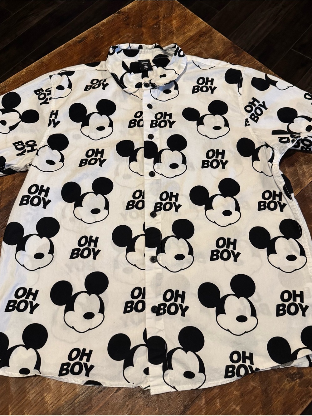 Neff Disney Collection Mickey Mouse OH BOY Graphic Button-Up Shirt | L |Cotton